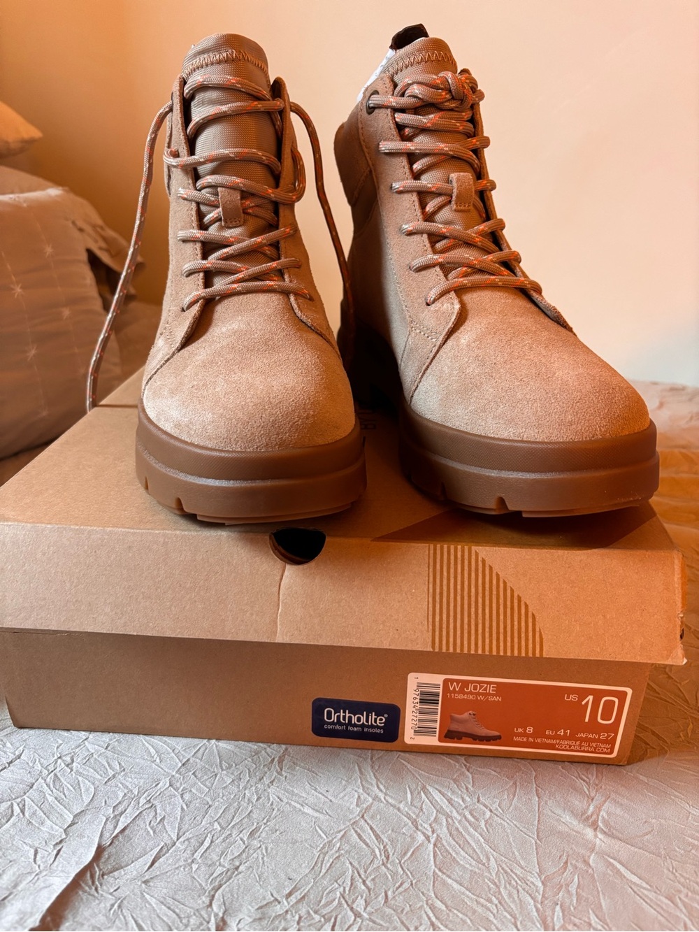 Tan Suede Lace-Up Platform Boots